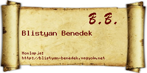 Blistyan Benedek névjegykártya
